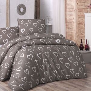 Lenjerie de pat cu cearșaf și fețe de pernă Hearts, 200 x 220 cm