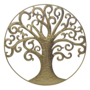 Decorațiune Life Tree, 70x70x18 cm, metal, auriu