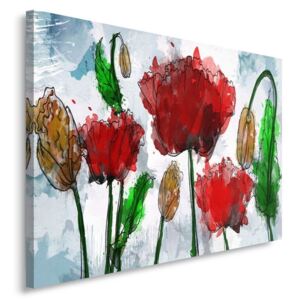CARO Tablou pe pânză - Red Poppies 40x30 cm