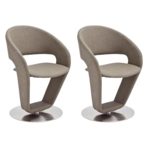 Set 2 scaune rotative tapitate cu stofa si picioare metalice, Firona Bej Inchis / Crom, l62xA62xH90 cm