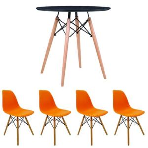 Set masa cu 4 scaune, MB-63 N, 80 x 80 x 74 cm, culoare Portocaliu