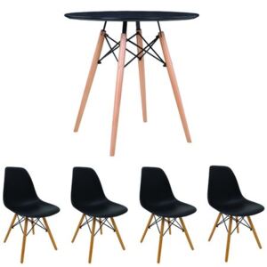 Set masa cu 4 scaune, MB-63 N, 80 x 80 x 74 cm, culoare Neagra