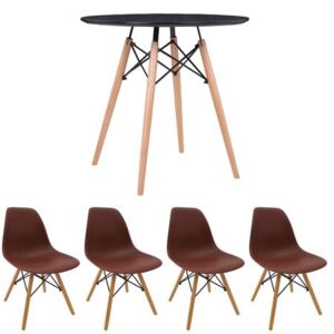 Set masa cu 4 scaune, MB-63 N, 80 x 80 x 74 cm, culoare Maro