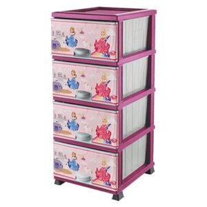 Dulap plastic pentru depozitare, komidin roz cu desen copii, 38x45x90 cm