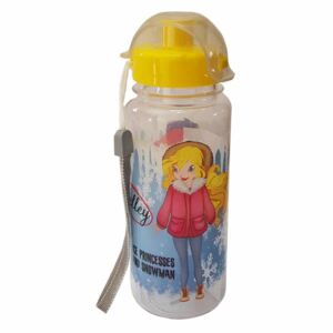 Sticla de apa cu desen pentru copii 500 ml, cu buton de deschidere, Galben