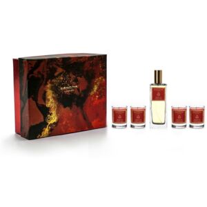 Set 4 lumânări parfumate și parfum de casă, în cutie de cadou, cu aromă de cuisoare si vanilie Bahoma London