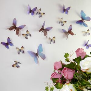 Set autocolante 3D Ambiance Butterflies, albastru, 18 buc