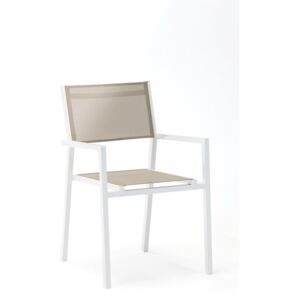 Set 4 scaune de grădină cu cotiere Ezeis Zephyr, gri - alb