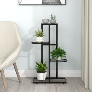 Suport pentru flori cu 4 nivele, negru, 43x22x76 cm, metal