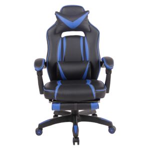 Scaun gaming, funcție recliner, suport picioare, SIG 8L255, Negru/Albastru