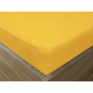 Goldea cearceafuri de pat din terry cu elastic - galben 180 x 200 cm