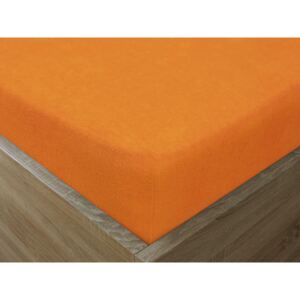Goldea cearceafuri de pat din terry cu elastic - portocalie 90 x 200 cm
