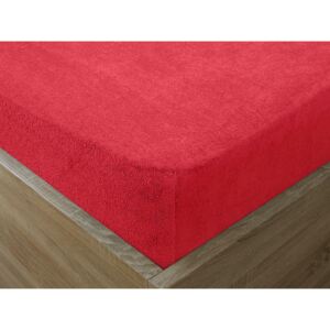 Goldea cearceafuri de pat din terry cu elastic - roșu 90 x 200 cm