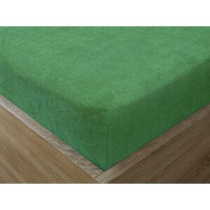 Goldea cearceafuri de pat din terry cu elastic - verde 90 x 200 cm