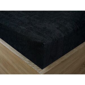Goldea cearceafuri de pat din terry cu elastic - negru 90 x 200 cm