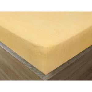 Goldea cearceafuri de pat din terry cu elastic - galben-bej 90 x 200 cm