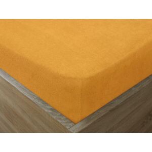 Goldea cearceafuri de pat din terry cu elastic - caisă 90 x 200 cm