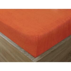 Goldea cearceafuri de pat din terry cu elastic - portocaliu închis 90 x 200 cm