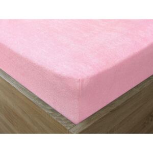 Goldea cearceafuri de pat din terry cu elastic - roz 90 x 220 cm