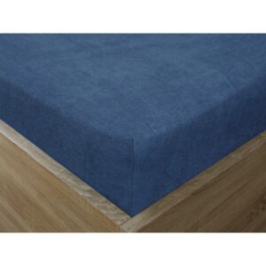 Goldea cearceafuri de pat din terry cu elastic - albastru închis 90 x 200 cm