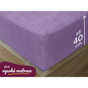 Goldea cearceafuri de pat din terry pentru saltele înalte - violet 90 x 200 cm