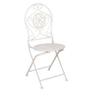 Set 2 scaune pliabile din fier forjat alb 40 cm x 40 cm x 93 h (x2)