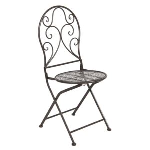 Set 2 scaune pliabile din fier forjat maro 40 cm x 40 cm x 93 h (x2)