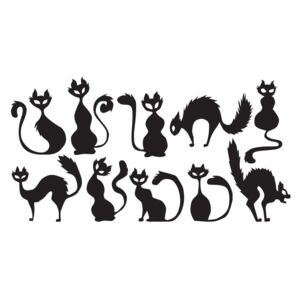 Set Stickere Autocolante Decorative Perete 10 Pisici Negre, Oracal