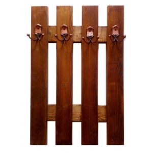 Cuier din lemn masiv cu 4 agatatori, maro 75x50 cm