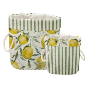 Set 2 coșuri decorative Linen Lemons And Stripes