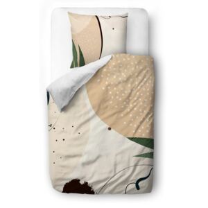 Lenjerie de pat din bumbac satinat Butter Kings Abstract Dark, 135 x 200 cm, bej
