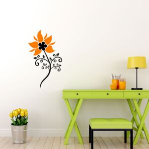 Floral decoration VIII. - autocolant de perete Negru și portocaliu 50 x 90 cm