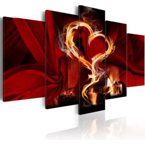 Tablou Bimago - Flames of love: heart 100x50 cm