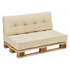 [en.casa]® Garnitura mobilier paleti - canapea - 2 x perne + palet - bej