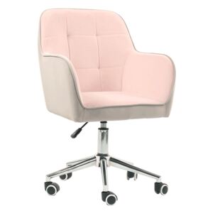 Scaun de birou, ţesătură de catifea roz / gri, FELTON