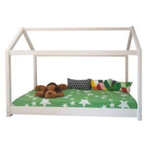Pat dormitor montessori din lemn pentru copii 90x200 Alb mat