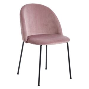 Scaun dining roz cu picioare din metal IXIA