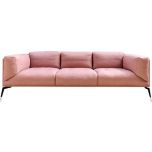 Canapea roz deschis din in si metal pentru 3 persoane Moore