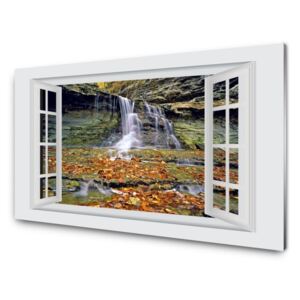 Panou antistropi bucatarie, sticla securizata, model cu fereastra Apa curgatoare pe munte, 60x50 cm