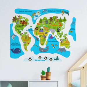 Autocolant de perete Ambiance Colored Baby World Map