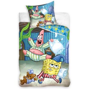 Lenjerie din bumbac, pentru copii, Sponge Bob Party în pijama, 140 x 200 cm, 70 x 80 cm
