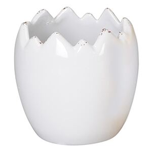 Ghiveci in forma de ou din ceramica alba 9x8.5 cm