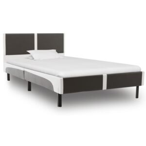 Cadru de pat, gri și alb, 90 x 200 cm, piele artificială