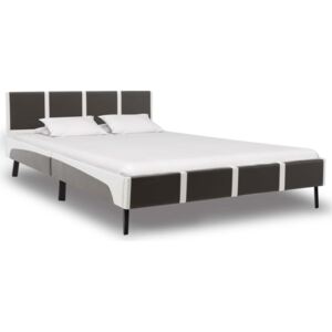 Cadru de pat, gri și alb, 140 x 200 cm, piele ecologică