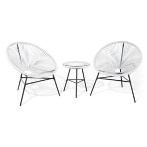 Set de o masa si 2 scaune Acapulco, alb/negru