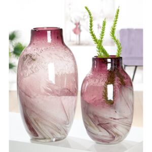 Vaza Porpora, sticla, roz alb, 36x19 cm