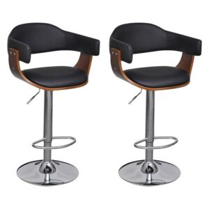 Set de 2 scaune de bar, PAL/metal, maro/negru, 54 x 46,5 cm