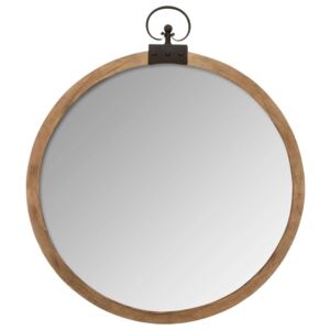 Oglindă de perete, rotundă, decorativă în cadru din lemn, Ø 74 cm