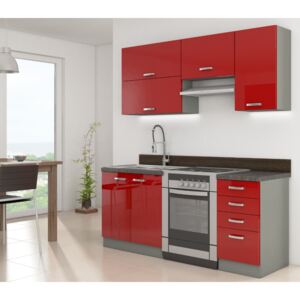 Bucătărie Roslyn 180 cm (gri + roșu)