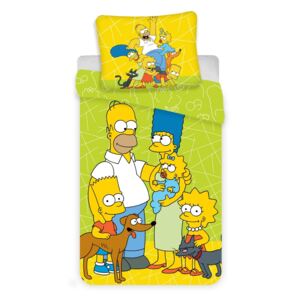 Lenjerie de pat copii Jerry Fabrics Simpsons Green 02, din bumbac,140 x 200 cm, 70 x 90 cm